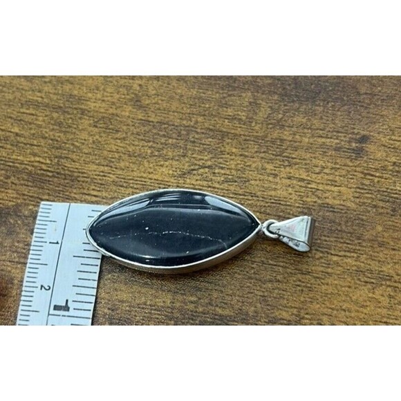 Marquise Cut Black Amethyst Silver  Pendant - Picture 5 of 10
